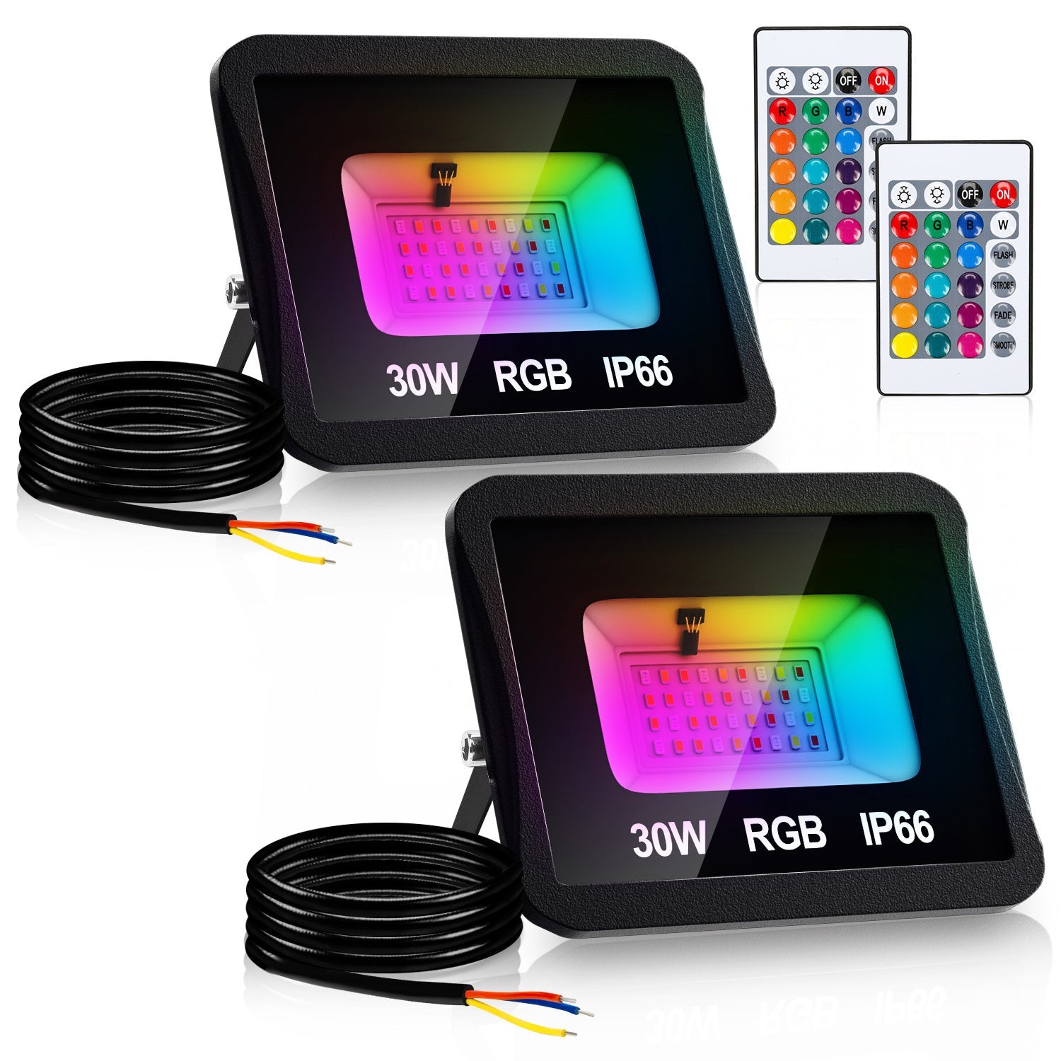 Hengda RGB LED Strahler Außen mit Fernbedienung, 10/20/30/50 W Fluter LED Dimmbar, Flutlicht IP66 Wasserdicht, 4 Modi