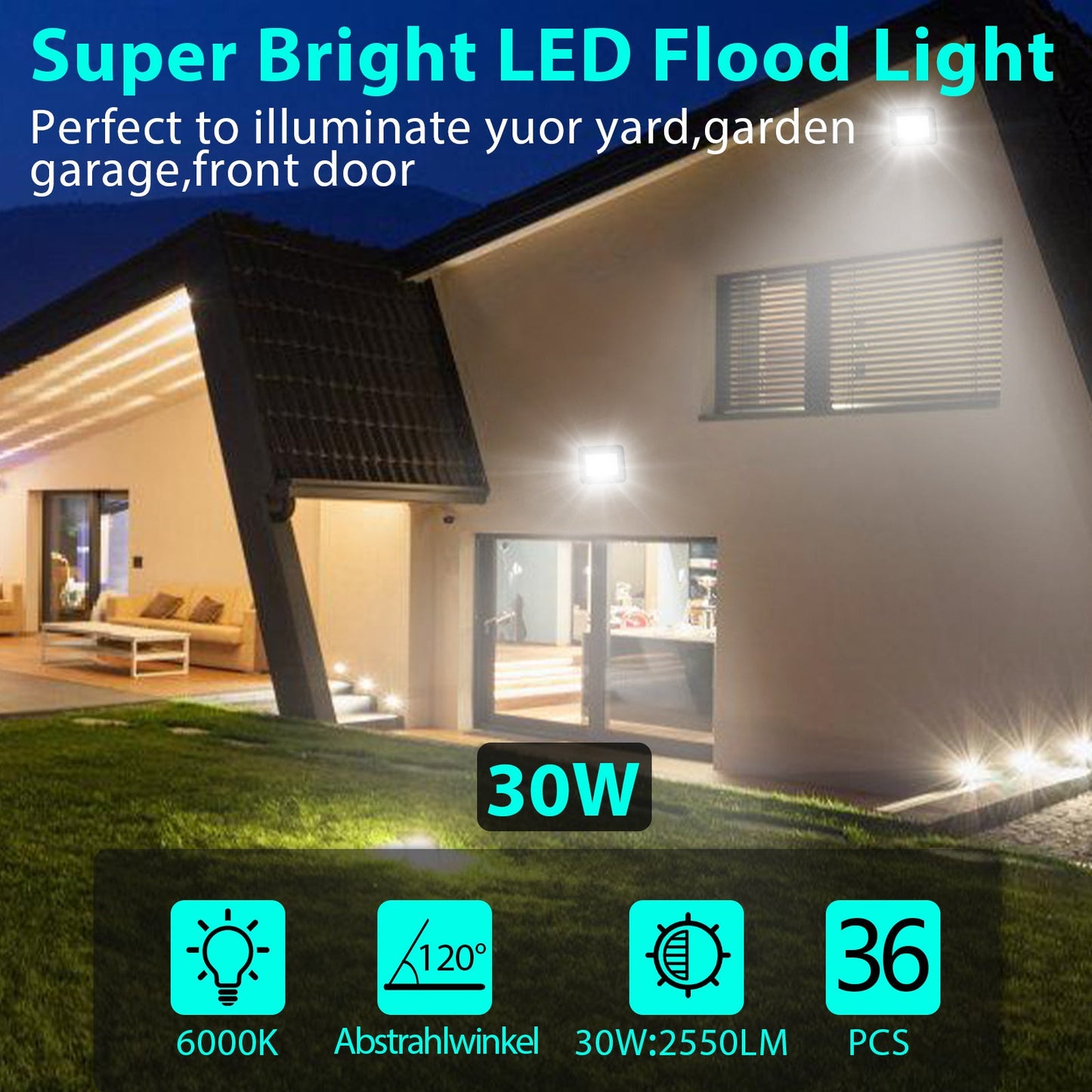 Hengda LED Strahler Außen, LED Fluter 10W-100W, LED Scheinwerfer Kaltweiß/Warmweiß, Aussenstrahler IP66 Wasserdicht (Kein Stecker)