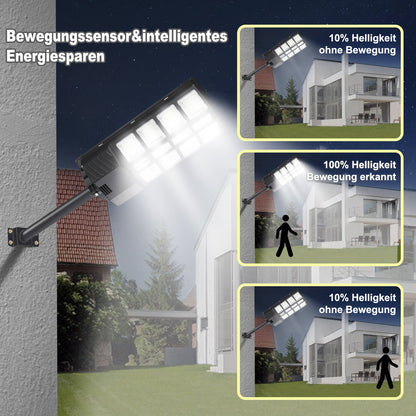 Hengda 300W/400W Straßenlampe Solar Straßenlaternen mit Fernbedienung Strassenlaterne LED Außen Wasserdichtes Solar Flutlichter 6500k Kaltesweiß IP67 Wasserdicht Solarlampen Outdoor Hof Garage [Energieklasse F]