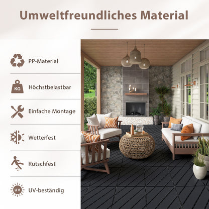 Hengda PP Terrassenfliesen mit Klicksystem 30x30cm, Bodenfliesen