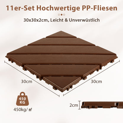 Hengda PP Terrassenfliesen mit Klicksystem 30x30cm, Bodenfliesen