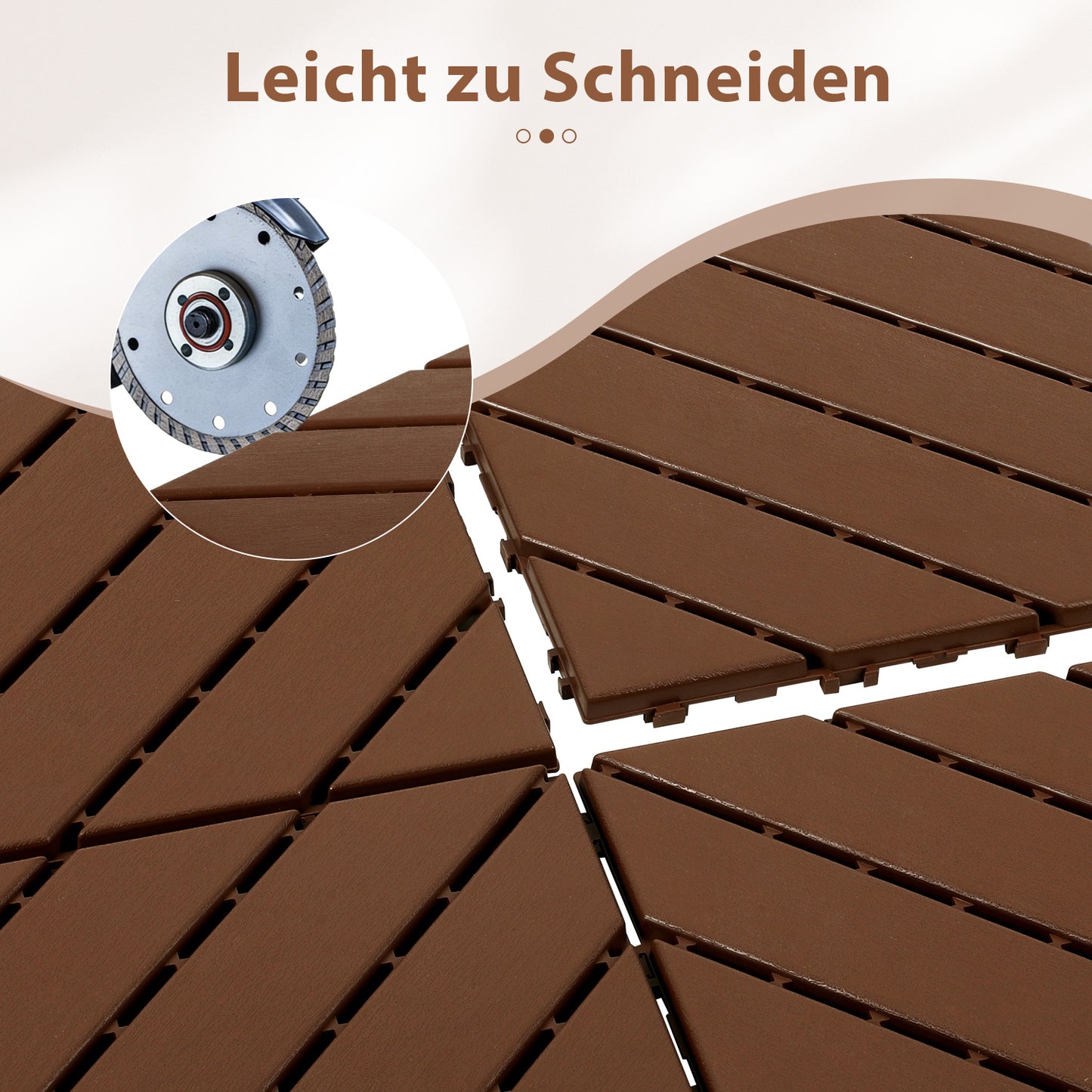 Hengda PP Terrassenfliesen mit Klicksystem 30x30cm, Bodenfliesen