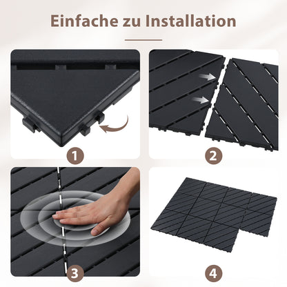 Hengda PP Terrassenfliesen mit Klicksystem 30x30cm, Bodenfliesen