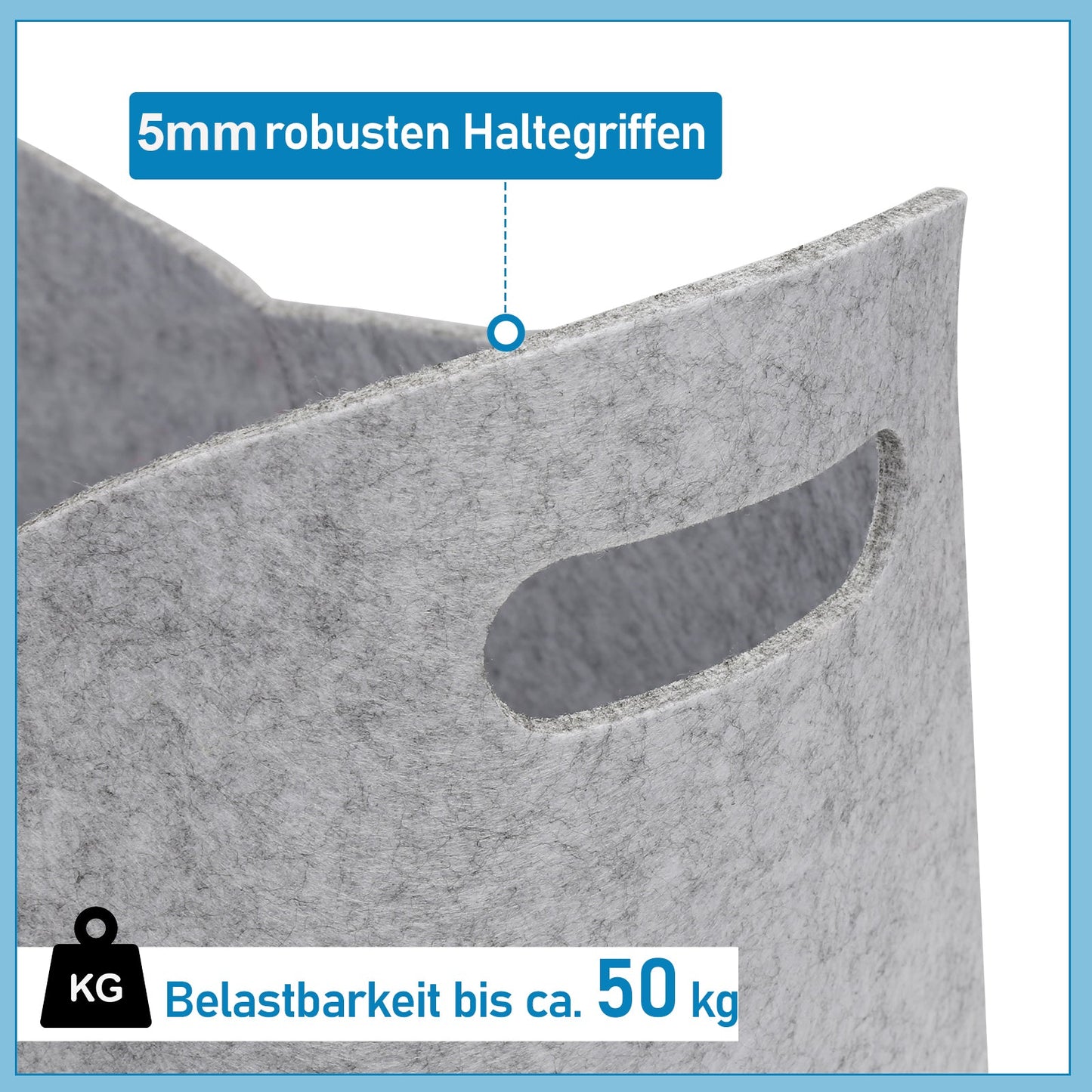 Hengda Filzkorb Wohnzimmer Kaminholz Aufbewahrungskorb Kleidung Filz Büro Faltbar Grau