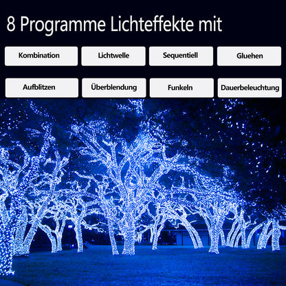 Hengda LED Lichterkette Warmweiß Kaltweiß Bunt Wasserdichte IP44 8 Modi Lichterkette für Party, Garten, Weihnachten