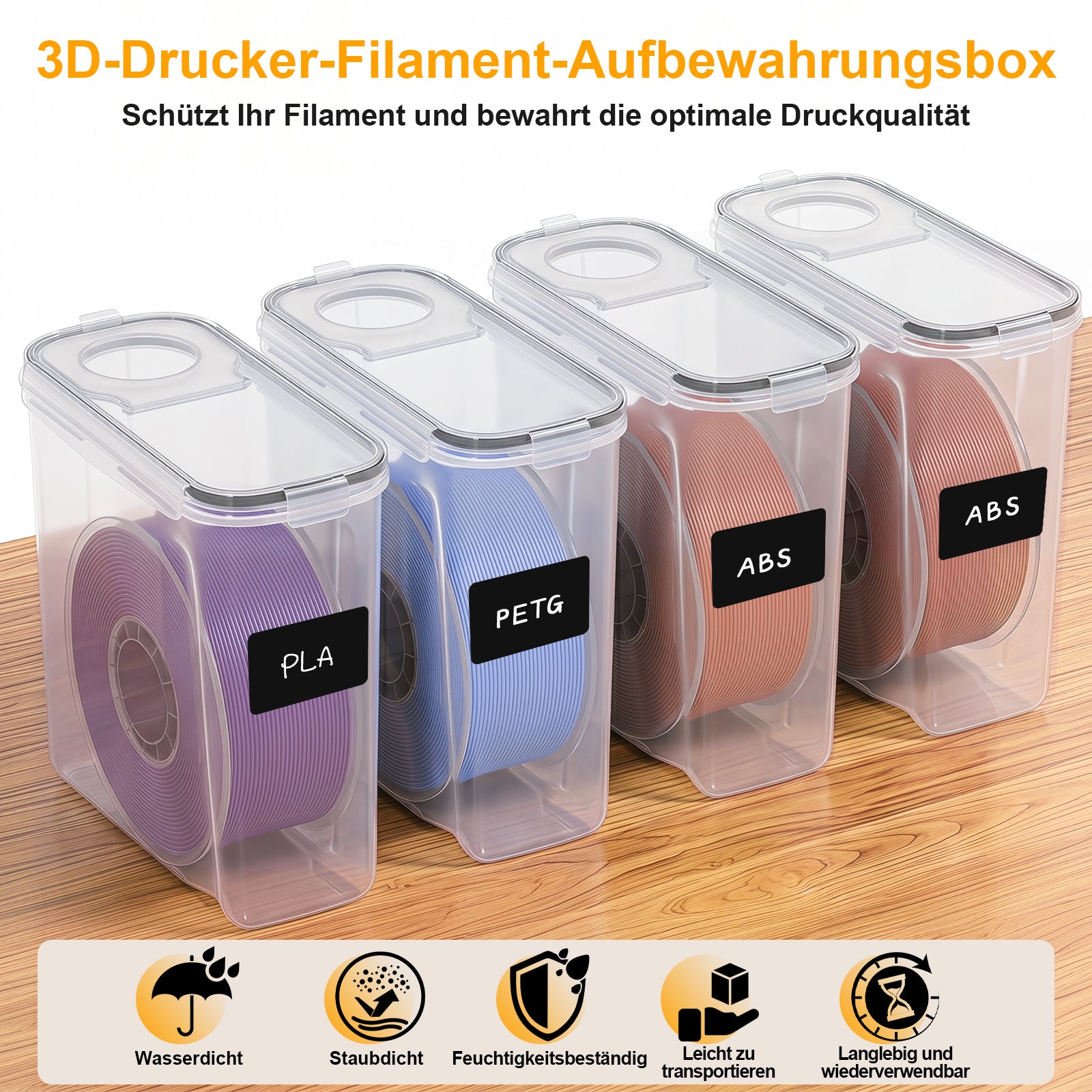 Hengda Filament Aufbewahrungsbox 4L, Filament Box für 3D Druck Filament Aufbewahrung