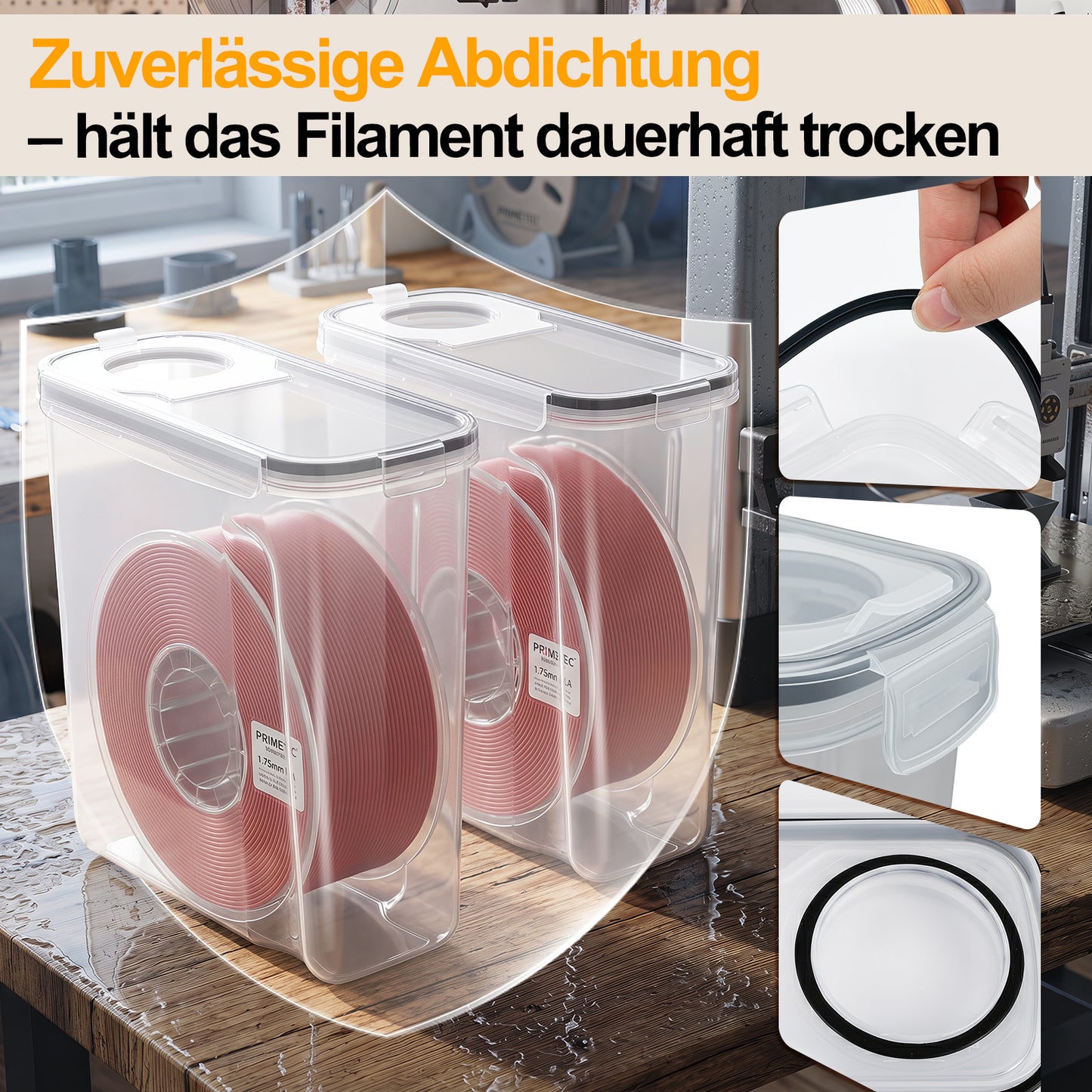 Hengda Filament Aufbewahrungsbox 4L, Filament Box für 3D Druck Filament Aufbewahrung