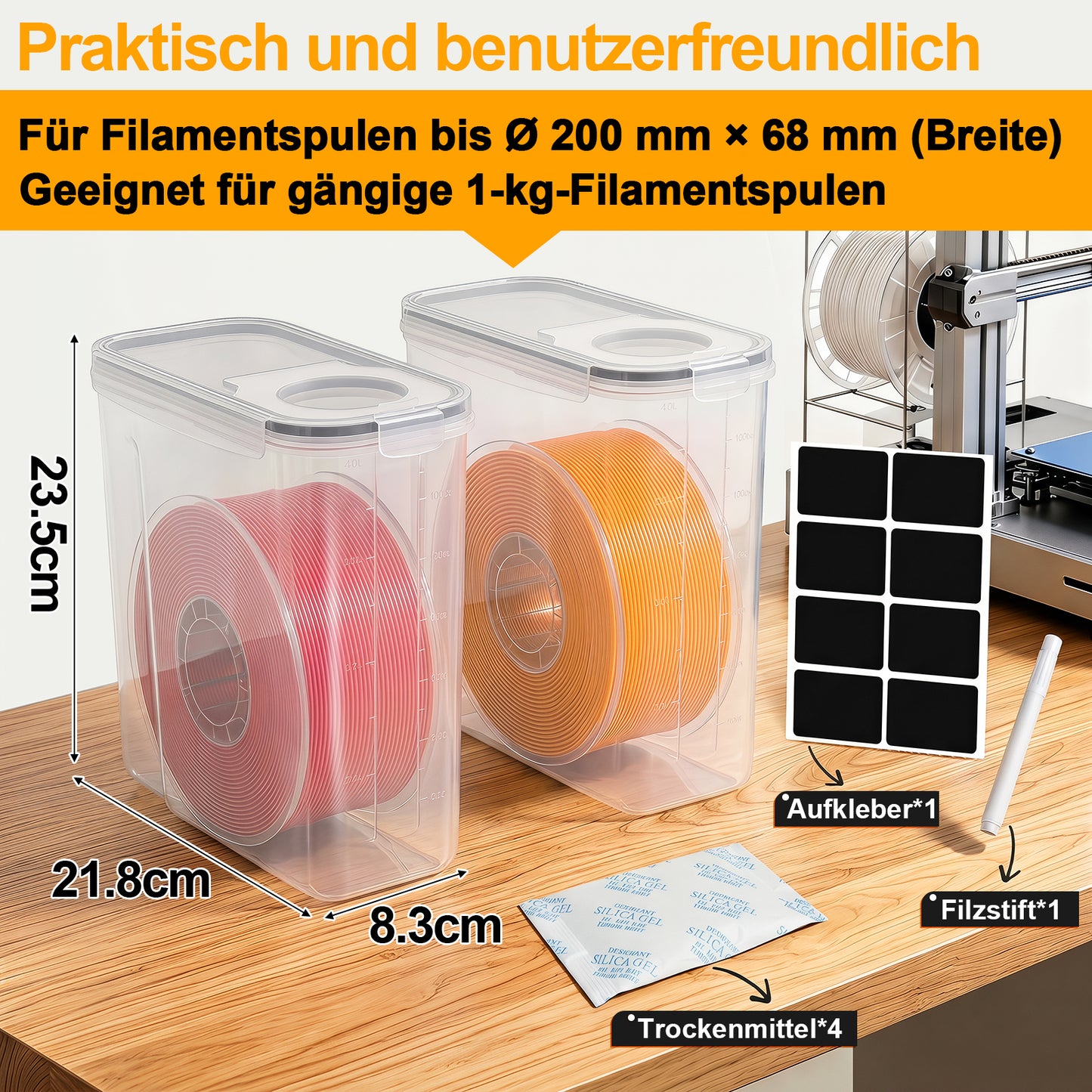Hengda Filament Aufbewahrungsbox 4L, Filament Box für 3D Druck Filament Aufbewahrung