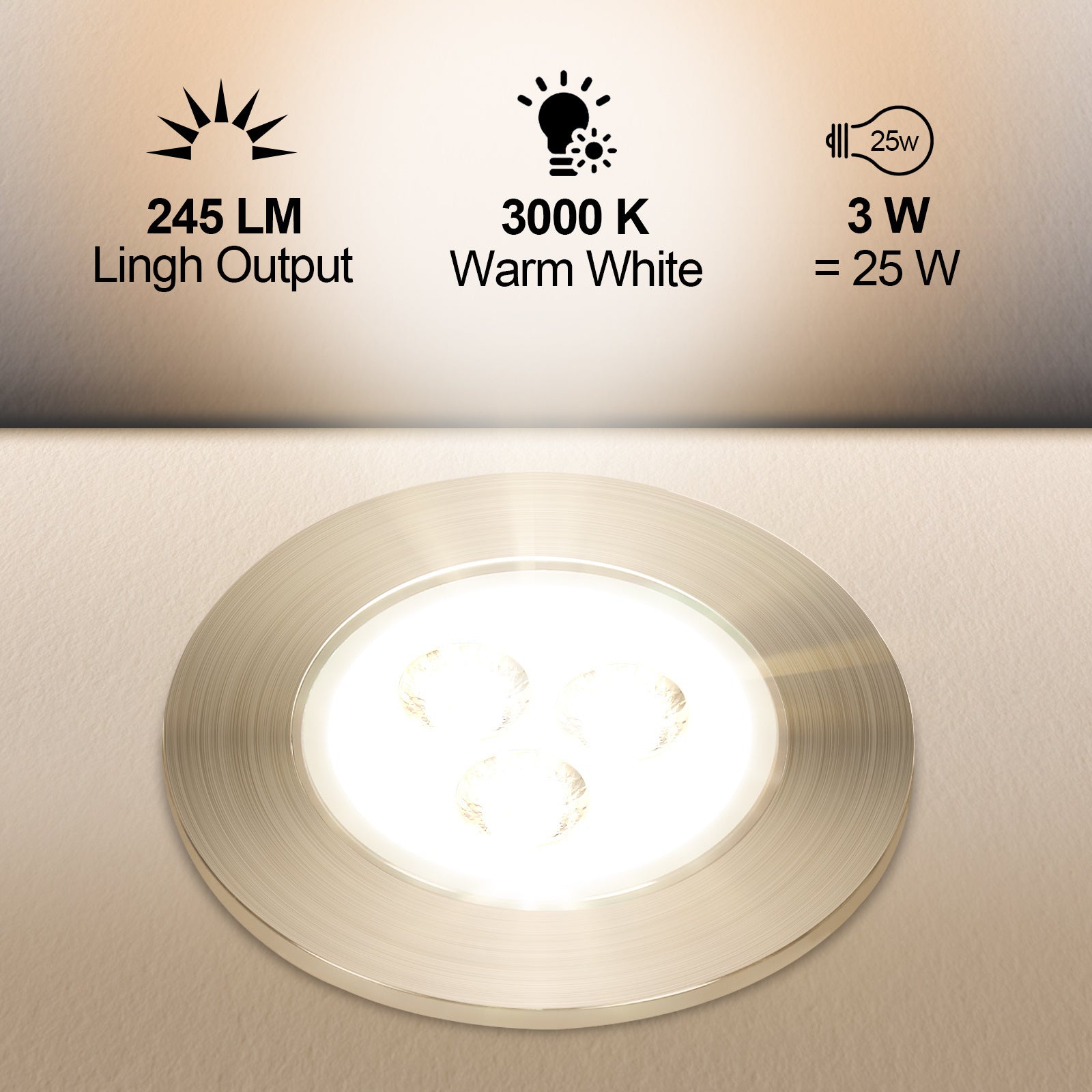 Hengda 3W LED Einbaustrahler, Warmweiß/Kaltweiß Einbau-Spots Schwenkbar, 230V Flach Einbauleuchten, Deckenspots, Deckenstrahler