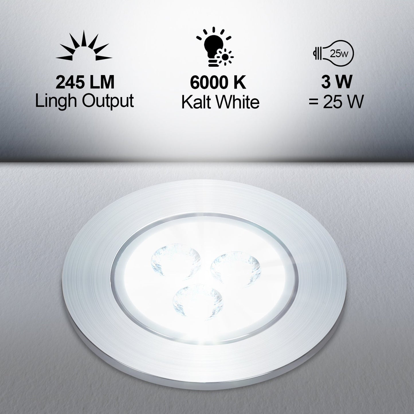Hengda 3W LED Einbaustrahler, Warmweiß/Kaltweiß Einbau-Spots Schwenkbar, 230V Flach Einbauleuchten, Deckenspots, Deckenstrahler