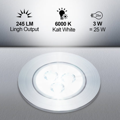 Hengda 3W LED Einbaustrahler, Warmweiß/Kaltweiß Einbau-Spots Schwenkbar, 230V Flach Einbauleuchten, Deckenspots, Deckenstrahler