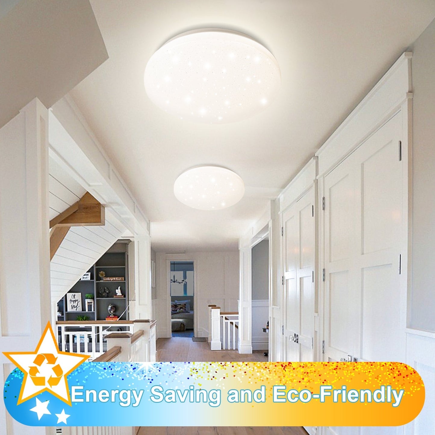Hengda 24W Led Deckenleuchte Dimmbar, Sternenhimmel Deckenlampe, mit Fernbedienung, 2160LM, 2700-6500K, IP44
