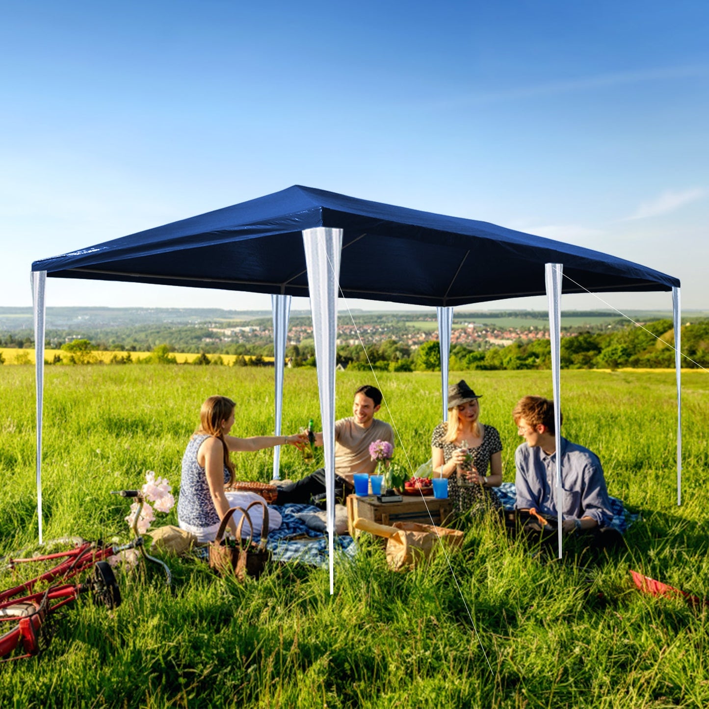 Hengda Gartenpavillon Partyzelt Pavillon Gartenzelt Hochzeit Festzelt 3x3-3x9m
