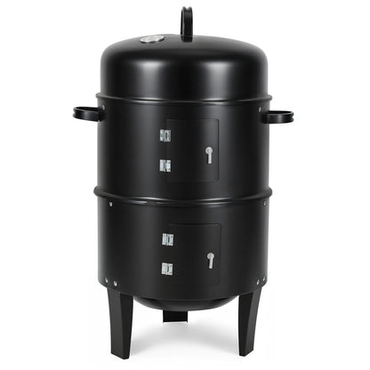 Hengda 3 in 1 Smoker Räucherofen, Holzkohle Räuchergrill mit Thermometer