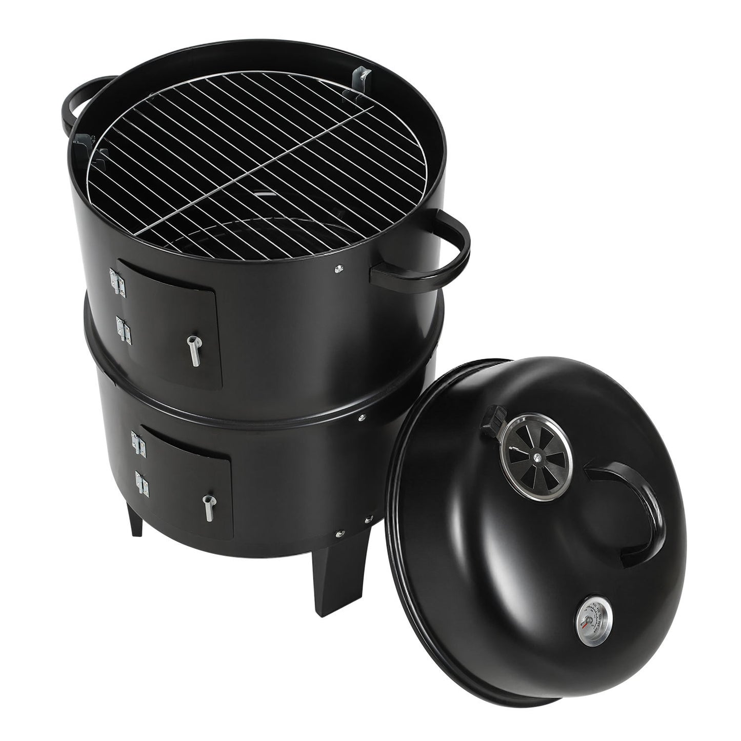 Hengda 3 in 1 Smoker Räucherofen, Holzkohle Räuchergrill mit Thermometer