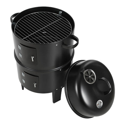 Hengda 3 in 1 Smoker Räucherofen, Holzkohle Räuchergrill mit Thermometer