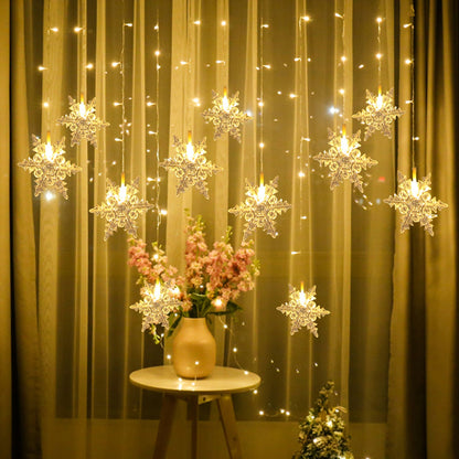 Hengda LED Lichterkette Schneeflocke PartyLicht IP44 Lichterketten Xmas Lichtervorhang