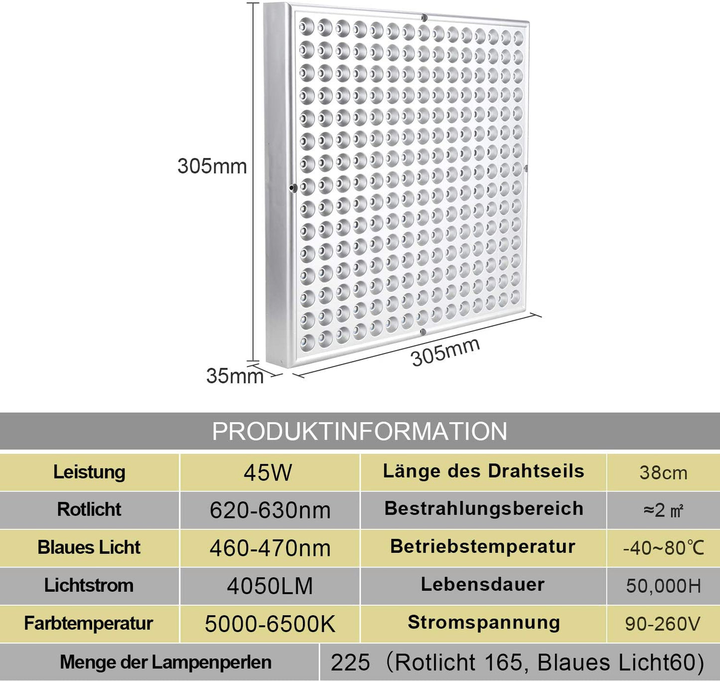 15W/45W Quadrat LED Pflanzenlampe