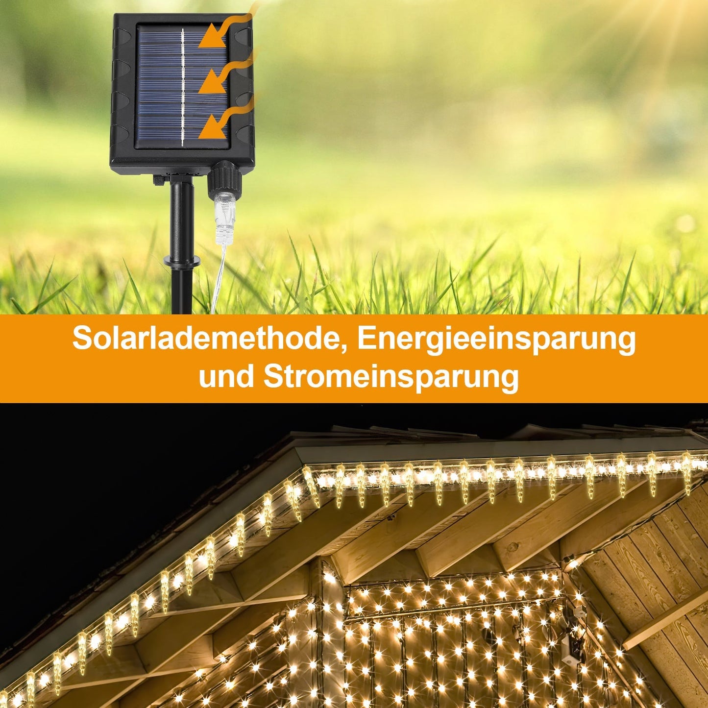 Hengda Solar Eiszapfen Lichterkette mit Fernbedienung 10m