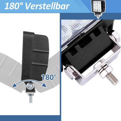Hengda 48W LED Arbeitsscheinwerfer, IP67 Wasserdicht Rechteck Zusatzscheinwerfer, 12V 6500K LED Scheinwerfer, Rückfahrscheinwerfer