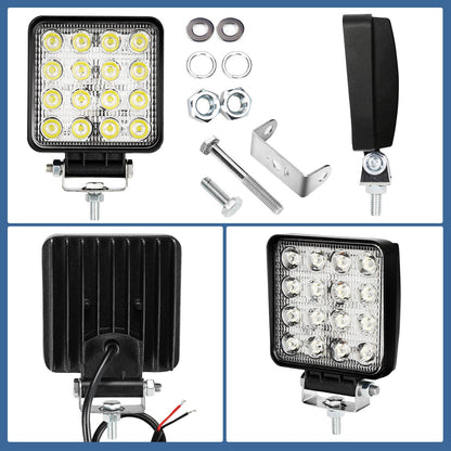 Hengda 48W LED Arbeitsscheinwerfer, IP67 Wasserdicht Rechteck Zusatzscheinwerfer, 12V 6500K LED Scheinwerfer, Rückfahrscheinwerfer