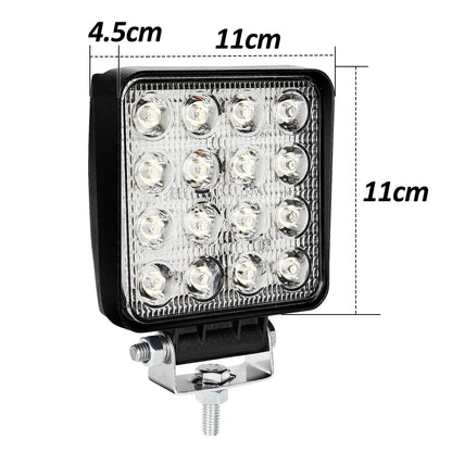 Hengda 48W LED Arbeitsscheinwerfer, IP67 Wasserdicht Rechteck Zusatzscheinwerfer, 12V 6500K LED Scheinwerfer, Rückfahrscheinwerfer