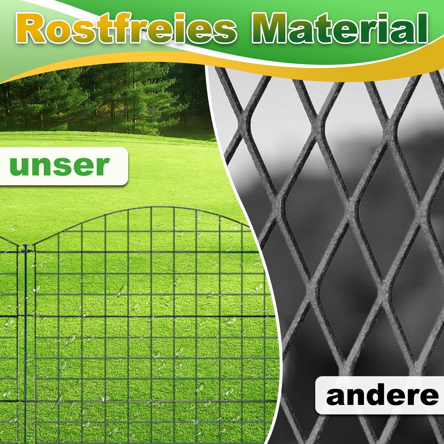 Teichzaun Gartenzaun Metall Steckzaun Set