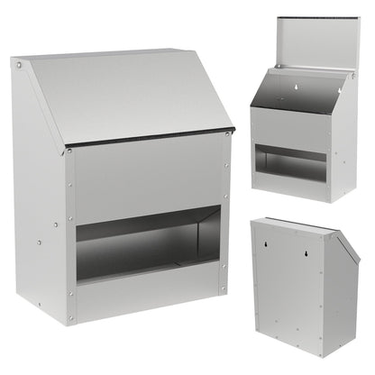 Hengda Hühnerfutterautomat 4,5 kg / 11,5 kg mit Deckel & Wandhalterung | Geflügel Futterspender für Hühner, Enten & Gänse | Wetterfester Hühner Futterbehälter für Hühnerstall