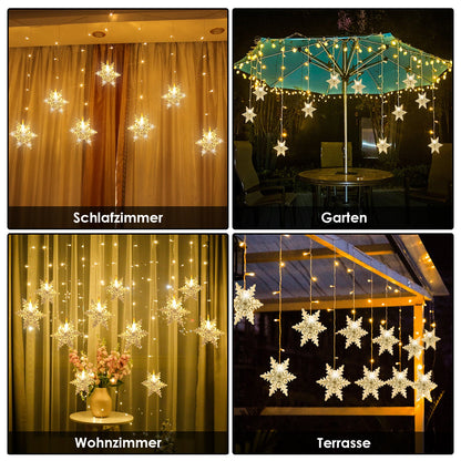 Hengda LED Lichterkette Schneeflocke PartyLicht IP44 Lichterketten Xmas Lichtervorhang