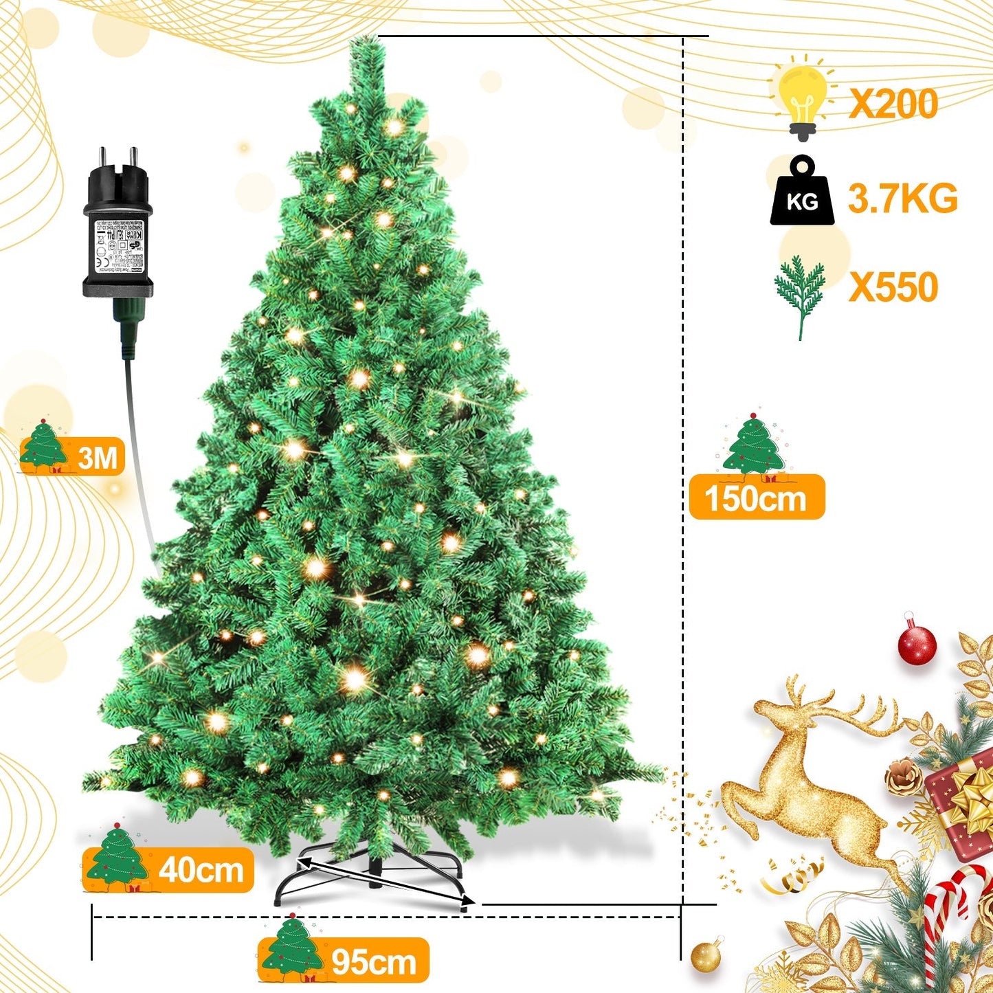 Hengda Weihnachtsbaum Künstlicher mit Beleuchtung