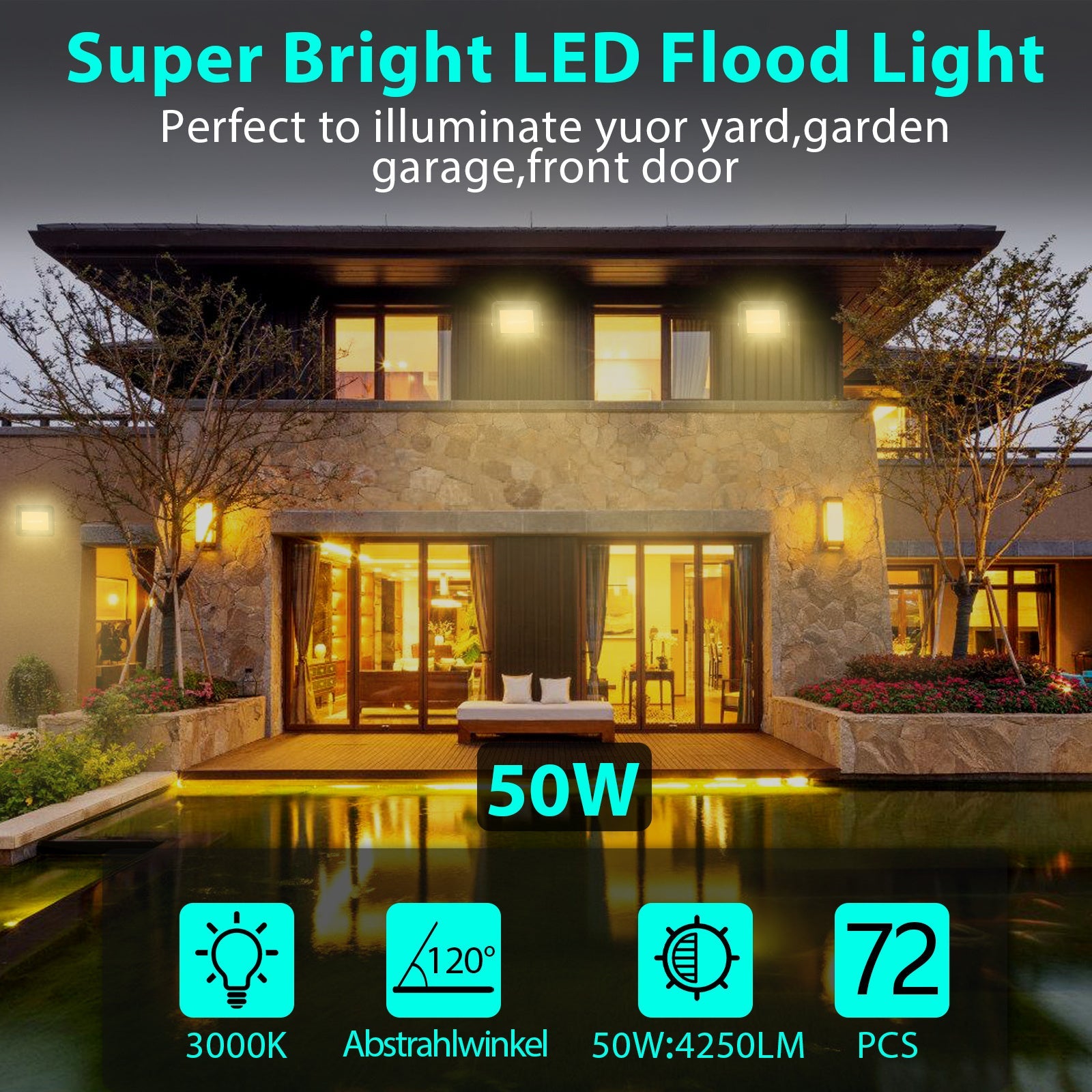 Hengda LED Strahler Außen, LED Fluter 10W-100W, LED Scheinwerfer Kaltweiß/Warmweiß, Aussenstrahler IP66 Wasserdicht (Kein Stecker)