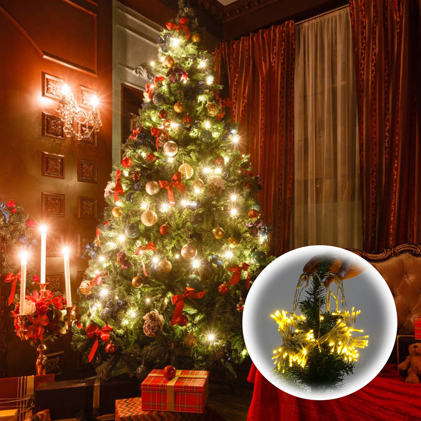 Hengda 200/280 LED Lichterkette Dekobeleuchtung Weihnachtsbaum Weihnachten Tannenbaum