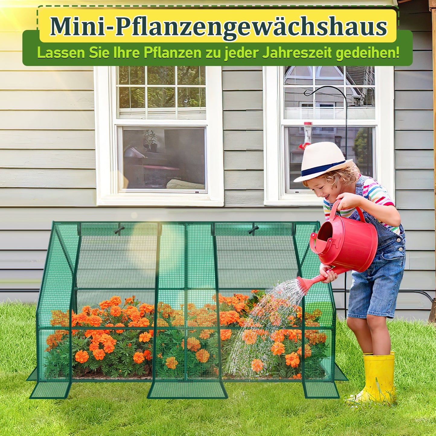 Hengda Gewächshaus Klein 180×90×90 cm | Foliengewächshaus mit UV-beständiger PE-Plane | Tomatenhaus Treibhaus für Balkon, Garten & Frühbeet Pflanzenanzucht