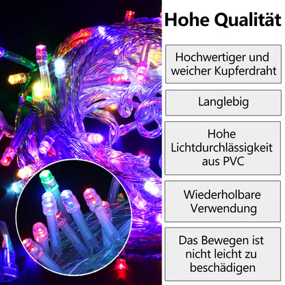Hengda LED Lichterkette Warmweiß Kaltweiß Bunt Wasserdichte IP44 8 Modi Lichterkette für Party, Garten, Weihnachten