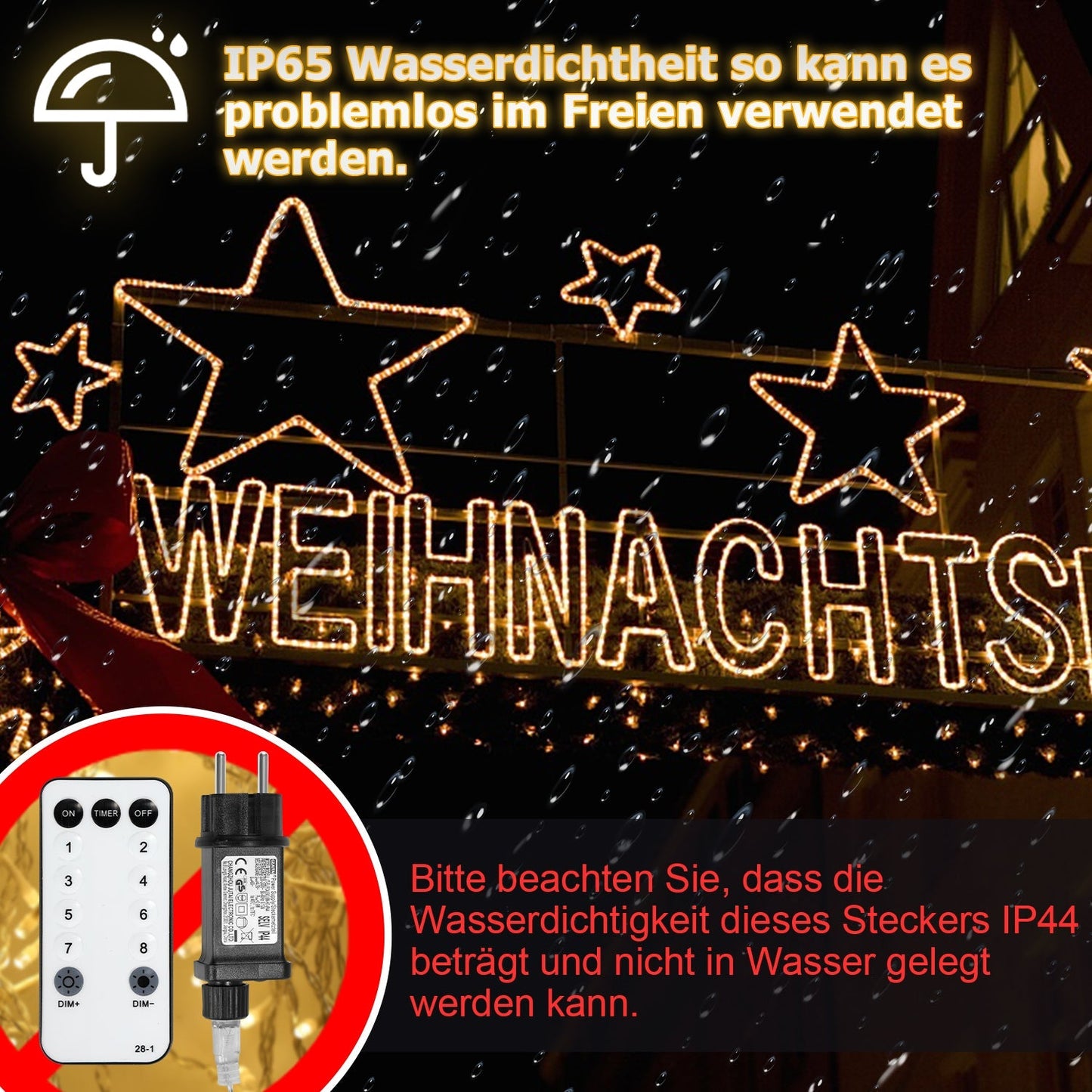 Hengda LED Lichterschlauch Aussen mit Fernbedienung und Timer