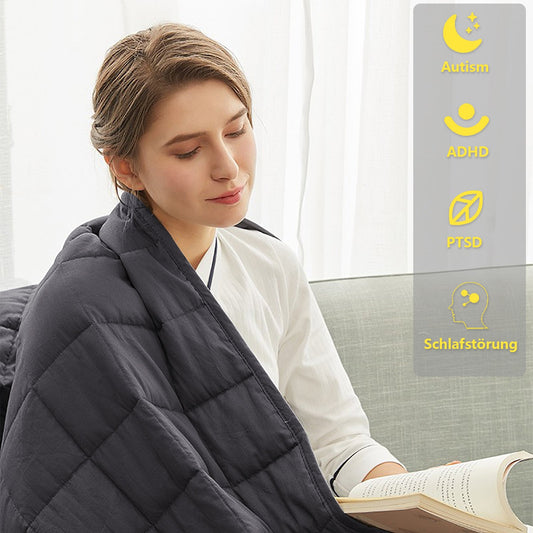 Hengda Gewichtsdecke Weighted Blanket 3-9kg Erwachsene Therapiedecke mit Deckenbezug