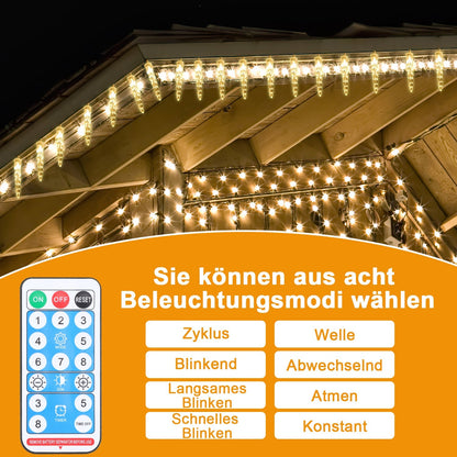 Hengda Solar Eiszapfen Lichterkette mit Fernbedienung 10m