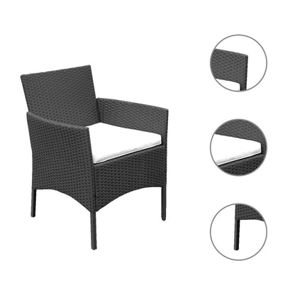 Hengda Schwarz Poly Rattan Gartenmöbel Sitzgruppe Essgruppe für 3-4 Personen