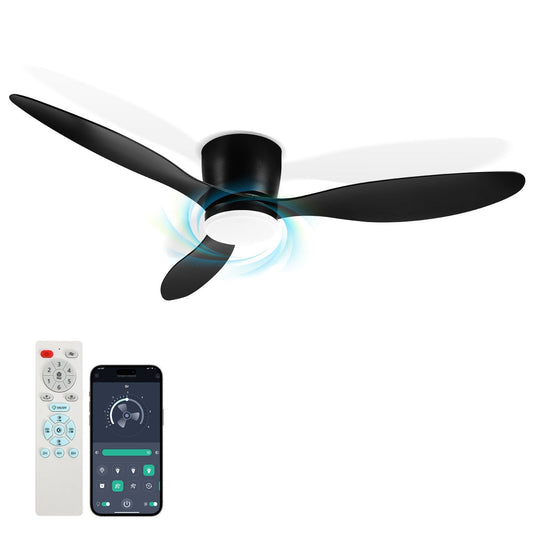 Hengda Deckenventilator Mit Beleuchtung, 132cm, LED Ventilator Deckenlampe, Umkehrsfunktion, 6 Geschwindigkeiten