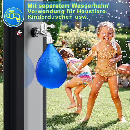 Hengda Solar Gartendusche 20/35/40 L mit Regenduschkopf & Schutzhaube | Solardusche bis 60 °C ohne Strom | Outdoor Pooldusche für Garten, Camping & Terrasse