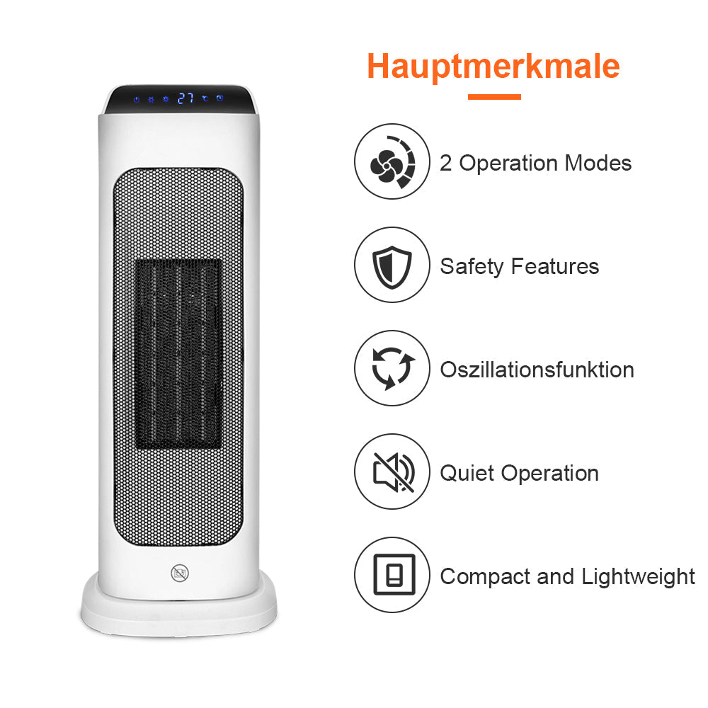 Hengda Heizlüfter Thermostat Heizgerät Heater Schlafzimmer 2000W Heizung Keramik Timer