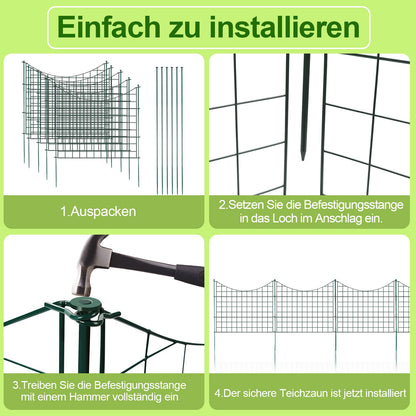 Teichzaun Gartenzaun Metall Steckzaun Set