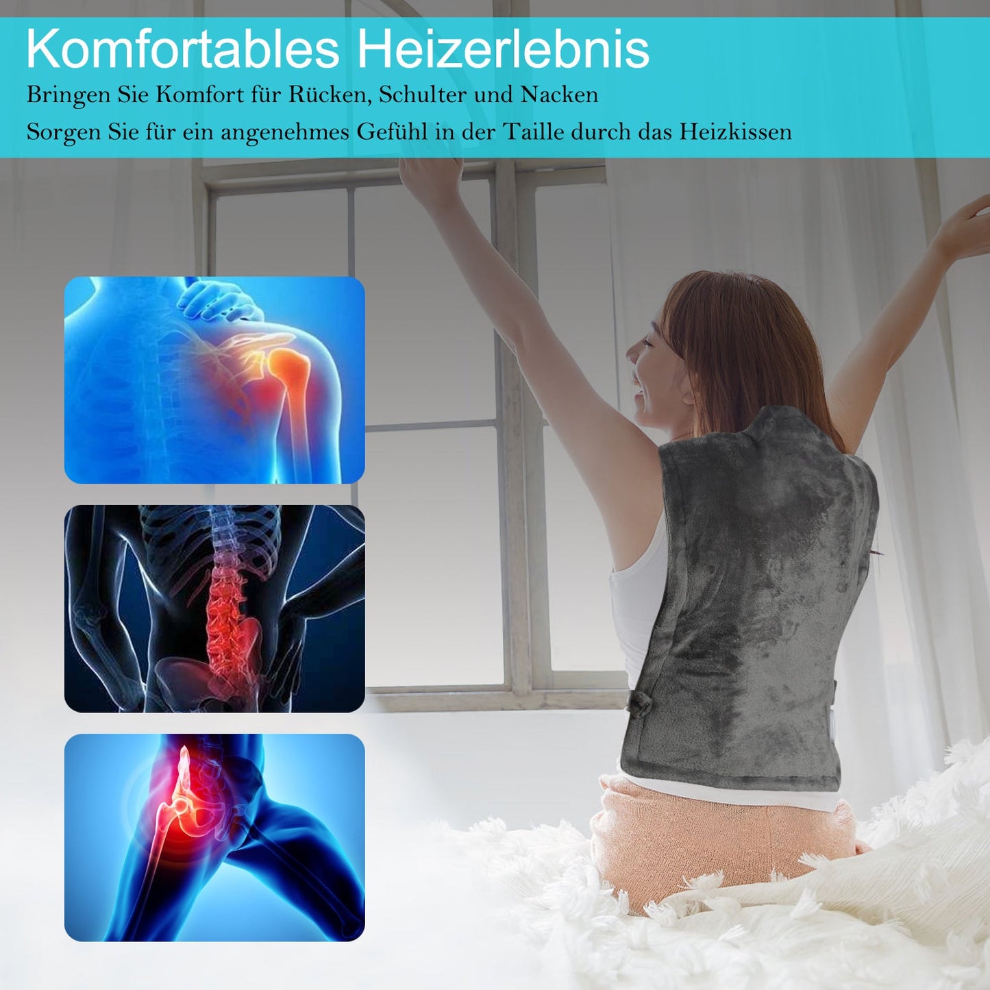 Hengda tragbare Heizdecke Wärmedecke Decke Heizkissen Rückenheizkissen Therapie