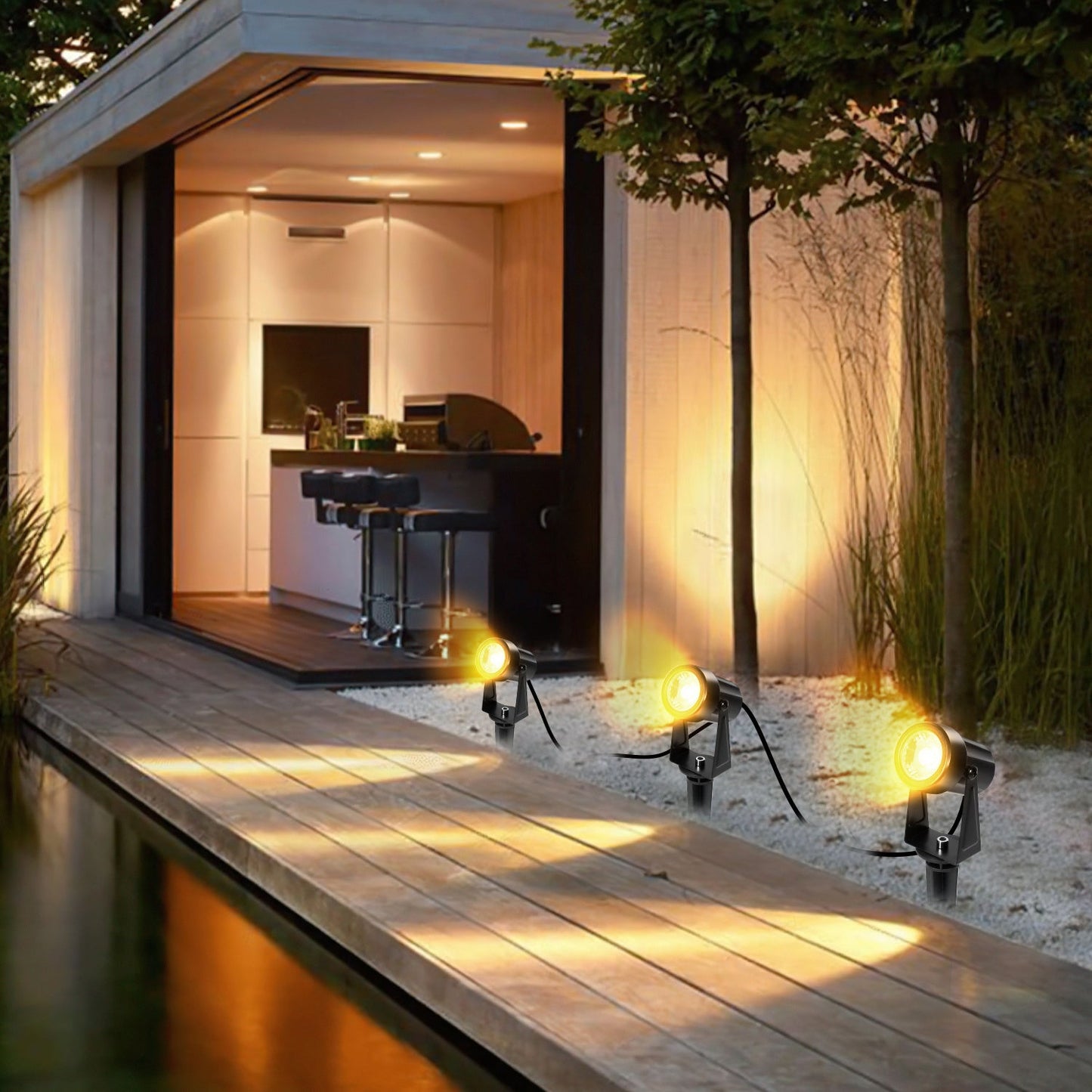Hengda LED Gartenbeleuchtung 6er Set mit Erdspieß | Gartenstrahler Warmweiß IP65 Wasserdicht | Außen Wegbeleuchtung mit Stecker für Garten, Terrasse, Rasen & Hof