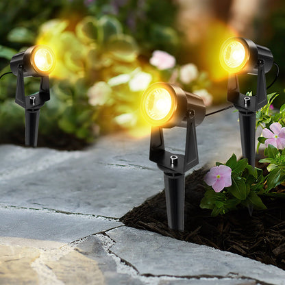 Hengda LED Gartenbeleuchtung 6er Set mit Erdspieß | Gartenstrahler Warmweiß IP65 Wasserdicht | Außen Wegbeleuchtung mit Stecker für Garten, Terrasse, Rasen & Hof