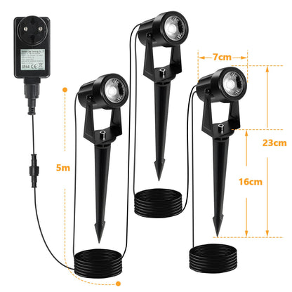 Hengda LED Gartenbeleuchtung 6er Set mit Erdspieß | Gartenstrahler Warmweiß IP65 Wasserdicht | Außen Wegbeleuchtung mit Stecker für Garten, Terrasse, Rasen & Hof