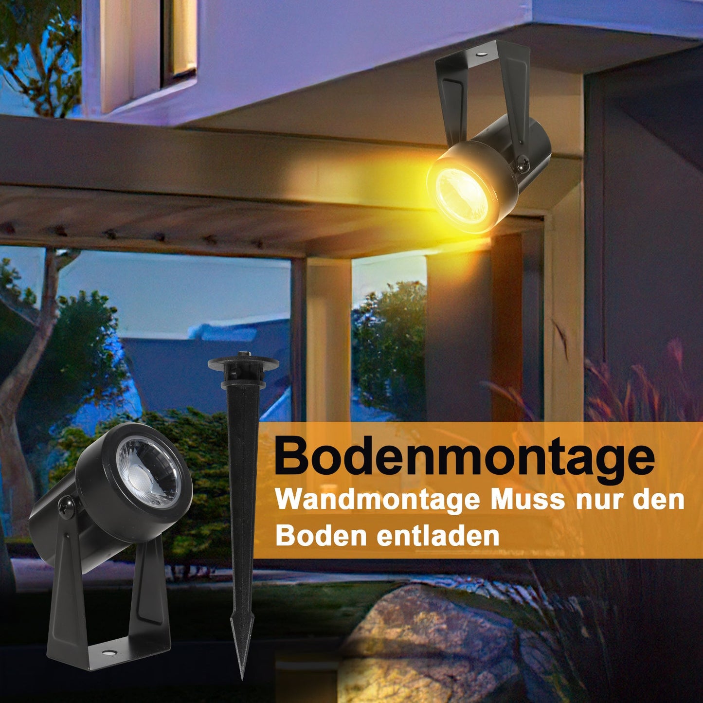Hengda LED Gartenbeleuchtung 6er Set mit Erdspieß | Gartenstrahler Warmweiß IP65 Wasserdicht | Außen Wegbeleuchtung mit Stecker für Garten, Terrasse, Rasen & Hof