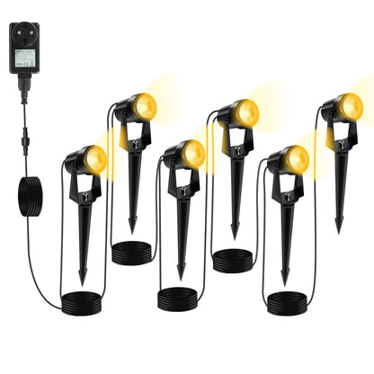 Hengda LED Gartenbeleuchtung 6er Set mit Erdspieß | Gartenstrahler Warmweiß IP65 Wasserdicht | Außen Wegbeleuchtung mit Stecker für Garten, Terrasse, Rasen & Hof
