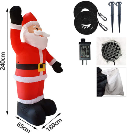 Hengda Weihnachtsmann Aufblasbarer Dauergebläse Santa Claus Weihnachten 240cm LED Deko