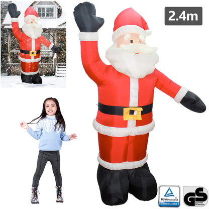 Hengda Weihnachtsmann Aufblasbarer Dauergebläse Santa Claus Weihnachten 240cm LED Deko